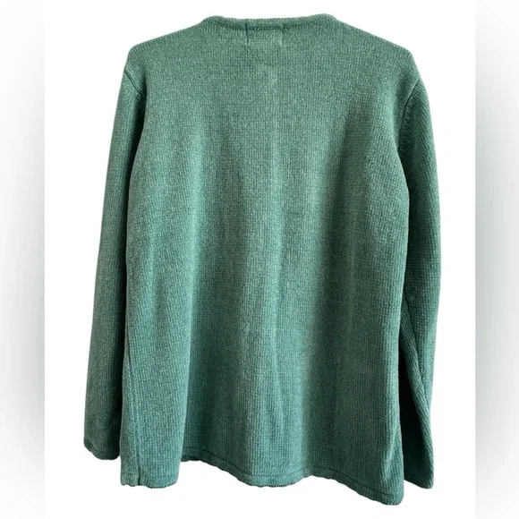 Vintage Jenny Teal Granny Core Button Pockets Beaded Knit Cardigan Size Medium - Picture 7 of 13